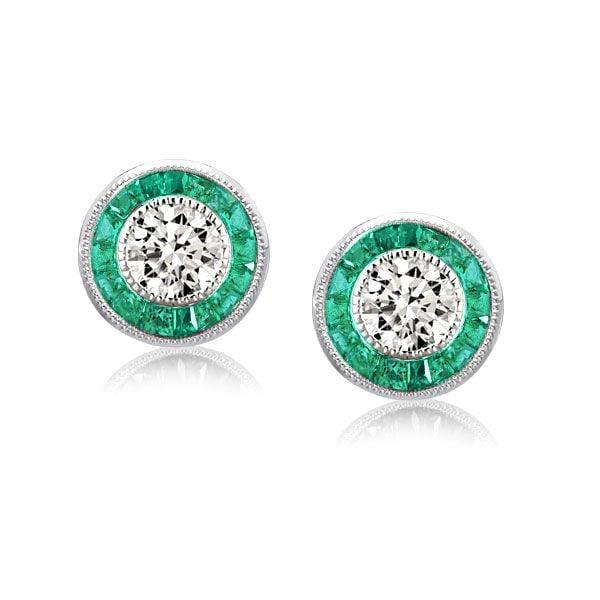 Halo Milgrain Stud Earrings, 0.15 CTW Round Cut, Rhodium Plated 925 Sterling Silver