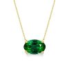 Golden Oval Emerald Solitaire Necklace - 18K Gold Plated Sterling Silver