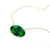 Golden Oval Emerald Solitaire Necklace - 18K Gold Plated Sterling Silver