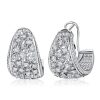 Sterling Silver Hoop Earrings with Round and Princess Cut Stones, Omega Back