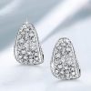Sterling Silver Hoop Earrings with Round and Princess Cut Stones, Omega Back