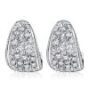 Sterling Silver Hoop Earrings with Round and Princess Cut Stones, Omega Back