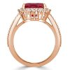 Rose Gold Halo Asscher Cut Ruby Engagement Ring - 5.62 CT Center Stone