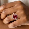 Rose Gold Halo Asscher Cut Ruby Engagement Ring - 5.62 CT Center Stone