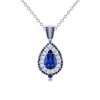 Pear Cut Blue Pendant Necklace in 925 Sterling Silver