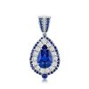 Pear Cut Blue Pendant Necklace in 925 Sterling Silver
