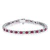 925 Sterling Silver Round Cut White and Ruby Tennis Bracelet for Women