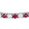925 Sterling Silver Round Cut White and Ruby Tennis Bracelet for Women