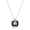 Emerald Cut White Sapphire Pendant Necklace in Rhodium-Plated Sterling Silver