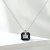 Emerald Cut White Sapphire Pendant Necklace in Rhodium-Plated Sterling Silver