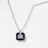Emerald Cut White Sapphire Pendant Necklace in Rhodium-Plated Sterling Silver