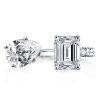 Sterling Silver Pear & Emerald Cut Twin Stone Statement Ring