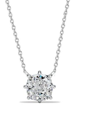 Sterling Silver Cushion Cut Solitaire Pendant Necklace with 1.50 CT. TW Stone