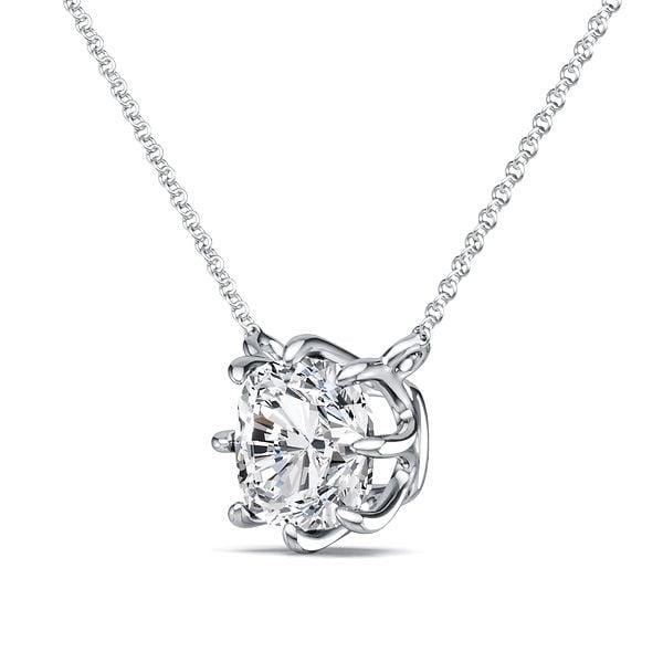 Sterling Silver Cushion Cut Solitaire Pendant Necklace with 1.50 CT. TW Stone