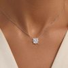 Sterling Silver Cushion Cut Solitaire Pendant Necklace with 1.50 CT. TW Stone