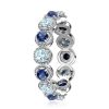 Aquamarine & Blue Sapphire Milgrain Eternity Band - Sterling Silver