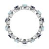 Aquamarine & Blue Sapphire Milgrain Eternity Band - Sterling Silver