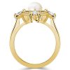 Halo Pearl Engagement Ring - Sterling Silver & 18K Gold Plated