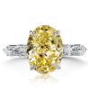 Oval Cut Yellow Sapphire Engagement Ring for Women in Sterling Silver