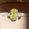 Oval Cut Yellow Sapphire Engagement Ring for Women in Sterling Silver