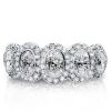 Unisex Halo Oval White Sapphire Wedding Band in Sterling Silver