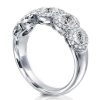 Unisex Halo Oval White Sapphire Wedding Band in Sterling Silver