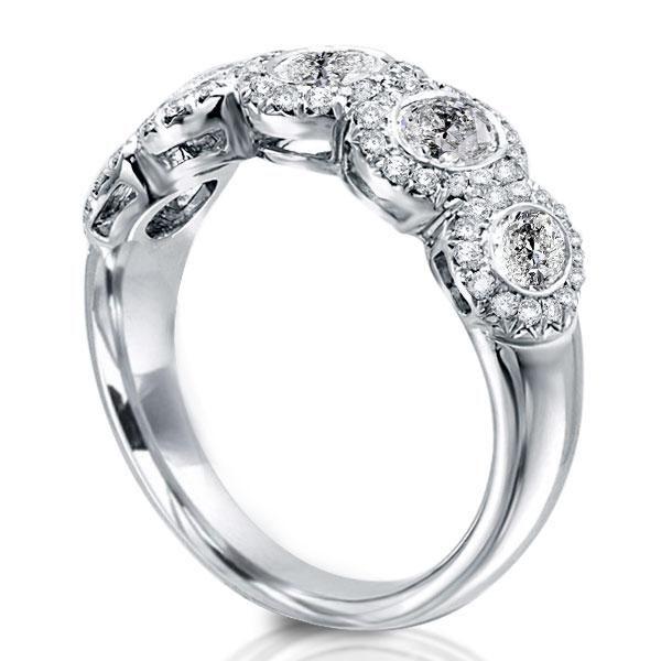 Unisex Halo Oval White Sapphire Wedding Band in Sterling Silver