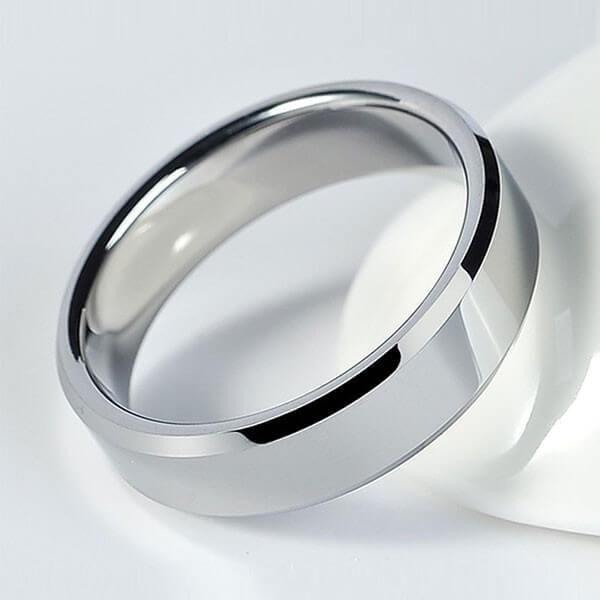 Classic White Sapphire Trio Wedding Ring Set - Sterling Silver & Titanium
