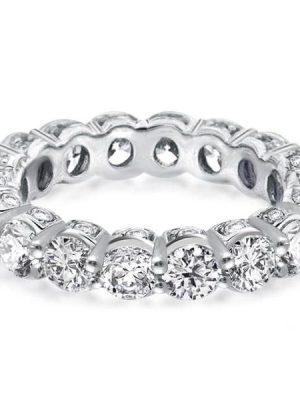 Classic Round Eternity Wedding Band in 925 Sterling Silver, 4.85 CT. TW.