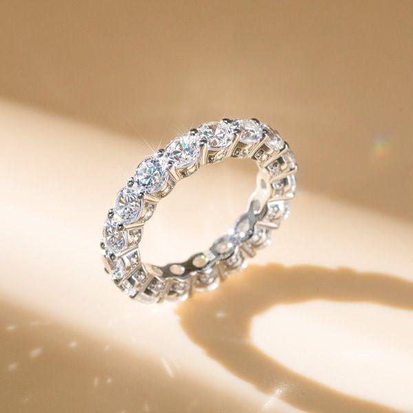 Classic Round Eternity Wedding Band in 925 Sterling Silver, 4.85 CT. TW.