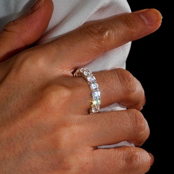 Classic Round Eternity Wedding Band in 925 Sterling Silver, 4.85 CT. TW.