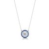 Halo Created Sapphire Pendant Necklace - Sterling Silver