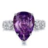 Pear Shaped Amethyst Engagement Ring - 925 Sterling Silver Wedding Ring