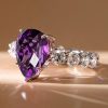 Pear Shaped Amethyst Engagement Ring - 925 Sterling Silver Wedding Ring