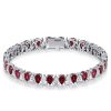 Pear Cut White & Ruby Tennis Bracelet for Women - 925 Sterling Silver