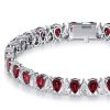 Pear Cut White & Ruby Tennis Bracelet for Women - 925 Sterling Silver