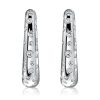 White Sapphire Hoop Earrings - Flush Setting, Sterling Silver