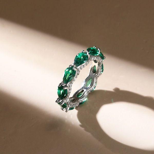 Pear Cut Sterling Silver Eternity Band - 3.85 CT. TW.