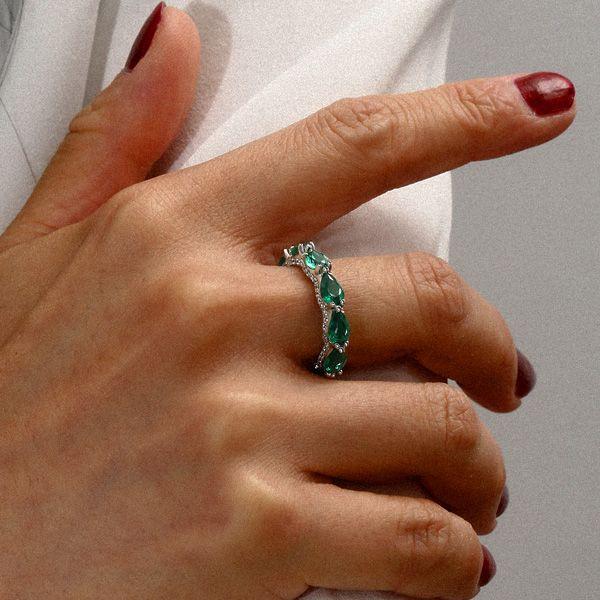 Pear Cut Sterling Silver Eternity Band - 3.85 CT. TW.