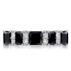 Princess Cut Black Stone Wedding Band Stacking Ring for Women in Sterling Silver