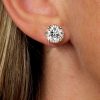 Rose Gold Round Cut Stud Earrings - Vintage Style, Sterling Silver
