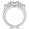 Art Deco Blue Sapphire Round Cut Vintage Wedding Band in Sterling Silver