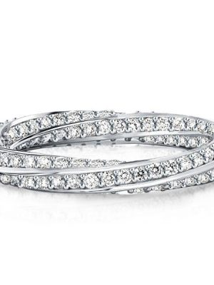 Round Cut Cubic Zirconia Infinity Eternity Wedding Band in Sterling Silver