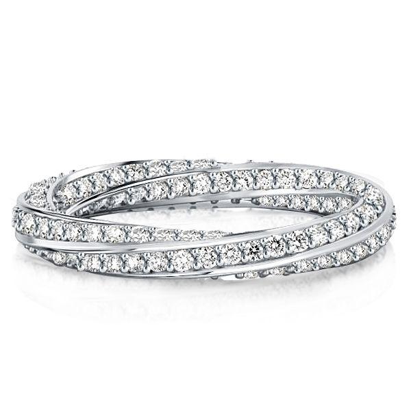 Round Cut Cubic Zirconia Infinity Eternity Wedding Band in Sterling Silver