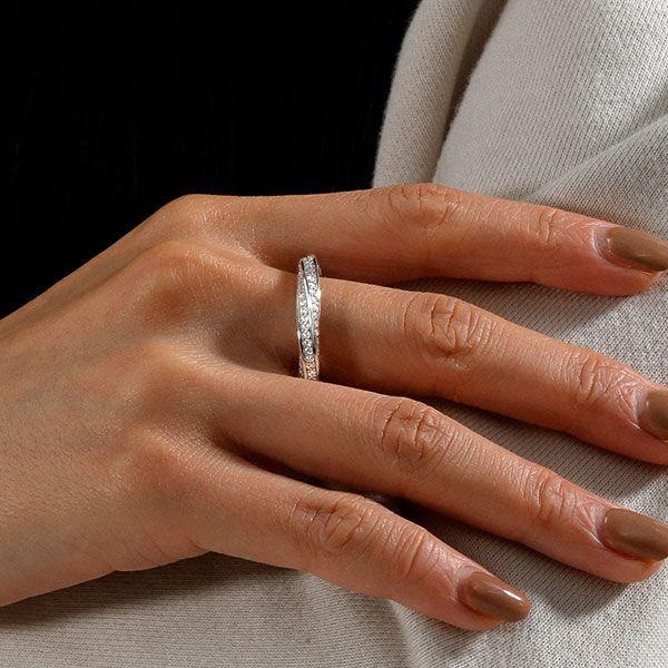 Round Cut Cubic Zirconia Infinity Eternity Wedding Band in Sterling Silver