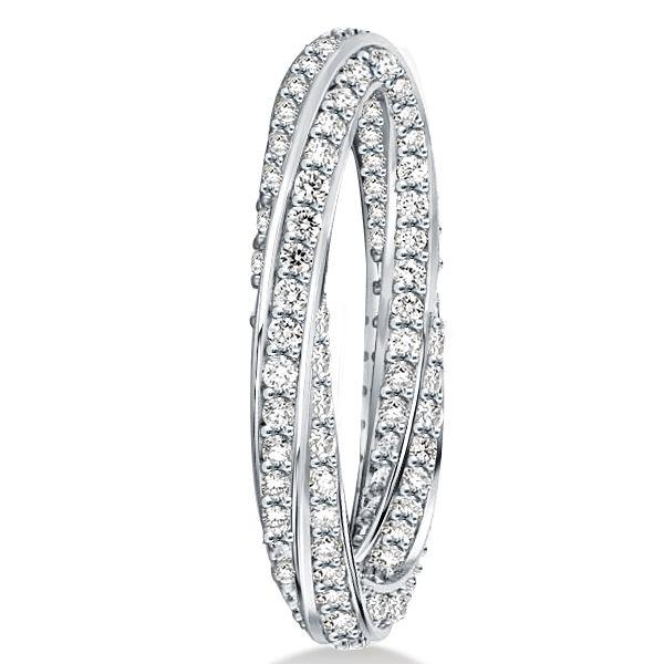 Round Cut Cubic Zirconia Infinity Eternity Wedding Band in Sterling Silver