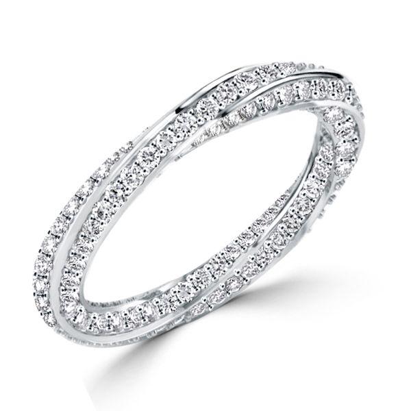 Round Cut Cubic Zirconia Infinity Eternity Wedding Band in Sterling Silver