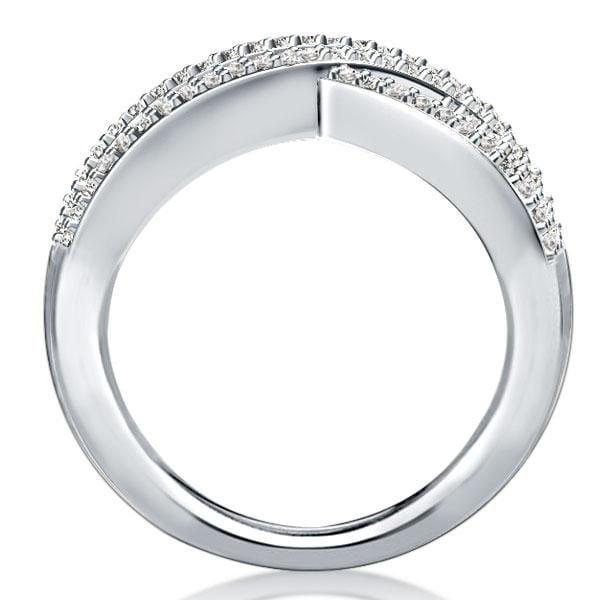 Criss-Cross Oval Created Sapphire Wedding Band in 925 Sterling Silver