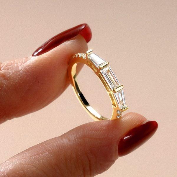 Dainty Baguette Wedding Band for Women | 1.18 CT. TW. Sterling Silver Anniversary Ring