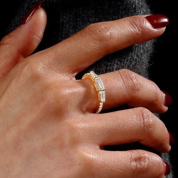 Dainty Baguette Wedding Band for Women | 1.18 CT. TW. Sterling Silver Anniversary Ring